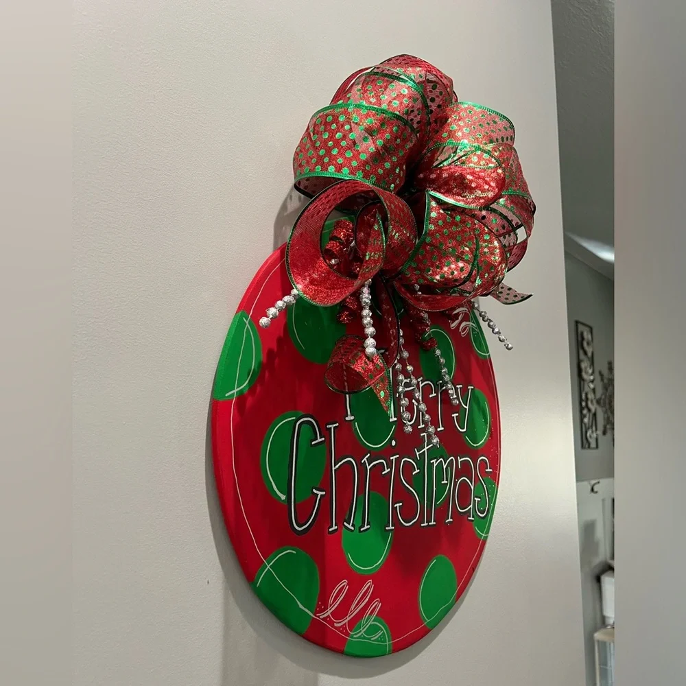 🔴 New - Christmas Wreath - Hand Crafted - Hand Painted - Hand Cut & Sanded Wood